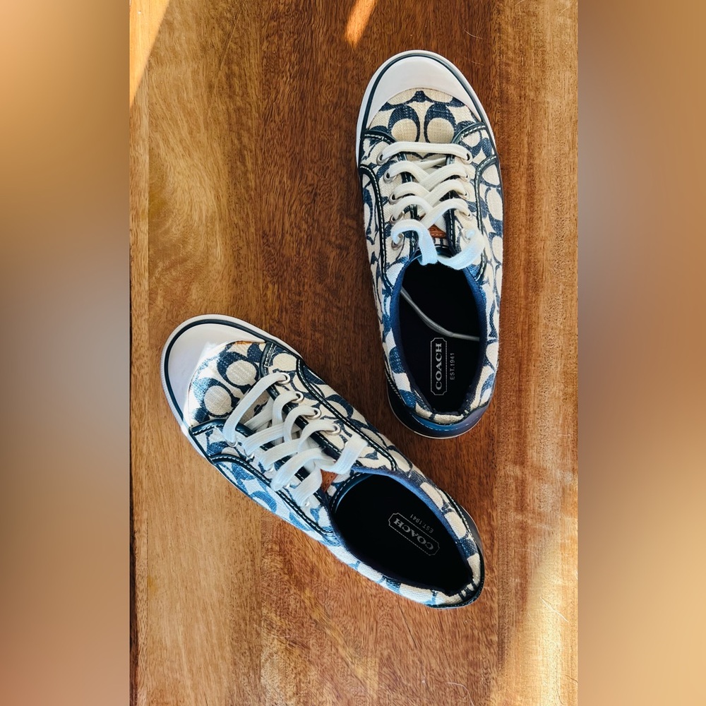 Coach Sneakers, Blue & White 7.5